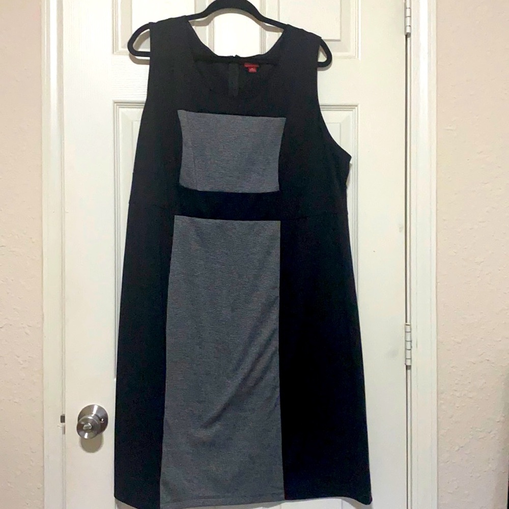 Black and herringbone midi dress